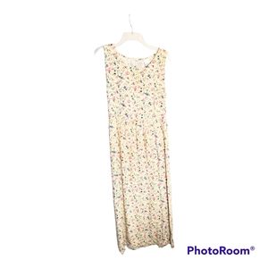 Erika Studio Women's Floral Print Cottage Core Back Tie Yellow Maxi Dress Size S